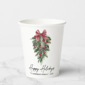 Elegant Waterverf Pines Calligraphy Ink Holiday Papieren Bekers (Voorkant)