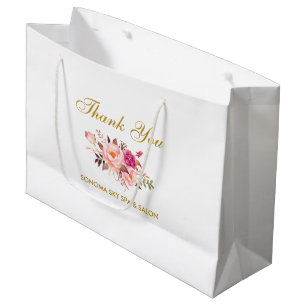 Elegant Waterverf Pink Floral Gold Hartelijk dank Groot Cadeauzakje