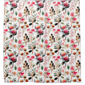 Elegant Waterverf Pink Floral Greenery Pattern Douchegordijn (Voorkant)