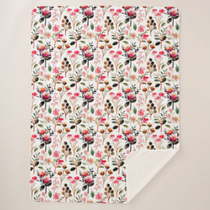 Elegant Waterverf Pink Floral Greenery Pattern Sherpa Deken