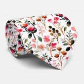 Elegant Waterverf Pink Floral Greenery Pattern Stropdas (Opgerold)