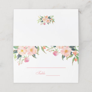 Elegant Waterverf Pink Floral Wedding Place Card