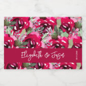 Elegant Waterverf Pink Flowers Wedding Mini Sparkling Wijnetiket (Enkel label)