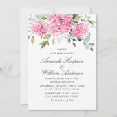 Elegant Waterverf Pink Hydrangea Floral Wedding Kaart (Voorkant)