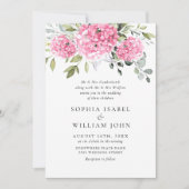 Elegant Waterverf Pink Hydrangea Floral Wedding Kaart (Voorkant)