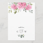 Elegant Waterverf Pink Hydrangea Floral Wedding Menu (Achterkant)