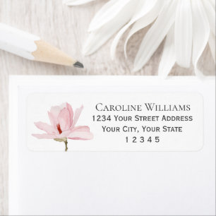 Elegant Waterverf Pink Magnolia Blossom Etiket