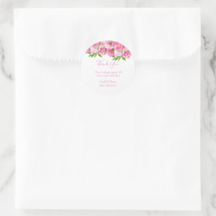 Elegant Waterverf Pink Peonies Floral Wedding Ronde Sticker