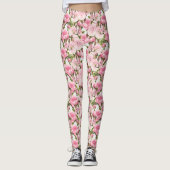 Elegant Waterverf Pink Peony Floral Pattern Leggings (Voorkant)