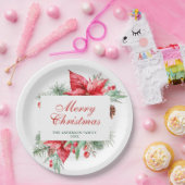 Elegant Waterverf Poinsettia Kerstfeestdag Papieren Bordje (Feest)