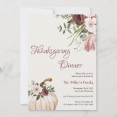 Elegant Waterverf Pompoen Thanksgiving Diner Kaart (Voorkant)