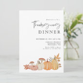 Elegant Waterverf Pompoen Thanksgiving Diner Kaart (Staand voorkant)