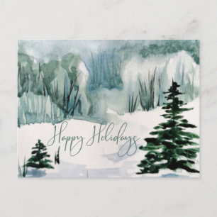 Elegant Waterverf Prettige feestdagen Winter Holid Briefkaart