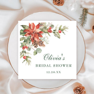 Elegant Waterverf Red Poinsettia VRIJGEZELLENFEEST Servet