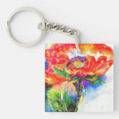 Elegant waterverf rood papaver schilderij sleutelhanger (Voorkant)