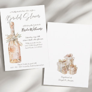Elegant waterverf roos champagne vrijgezellenfeest kaart