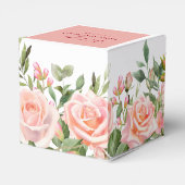 Elegant Waterverf Roos Florals Wedding Bedankdoosjes (Achterkant)
