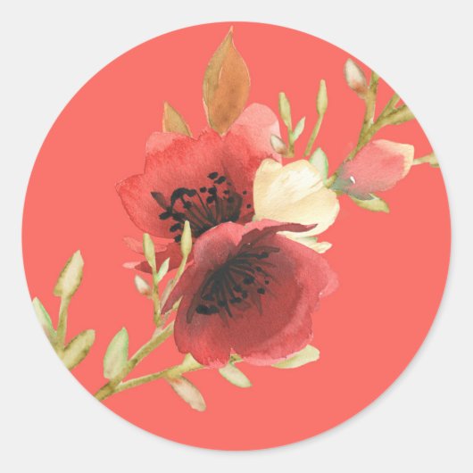 Elegant Waterverf Rose Bouquet Ronde Sticker (Voorkant)