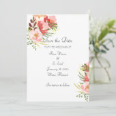 Elegant Waterverf Rose Bouquet Save the Date Kaart (Staand voorkant)