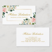 Elegant Waterverf Roze Blush White Floral Gold Visitekaartje (Voorkant / Achterkant)
