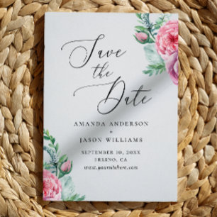 Elegant waterverf roze boho floral garden bruiloft save the date