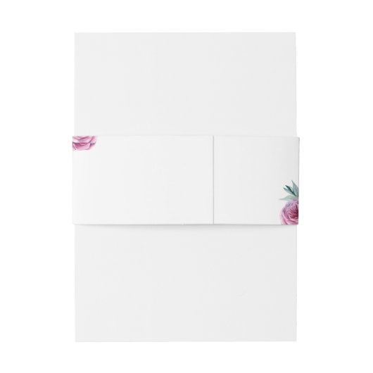 Elegant waterverf roze boho floral script bruiloft uitnodigingen wikkel (Achterkant Voorbeeld)