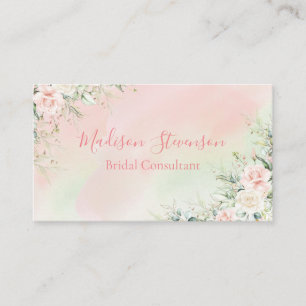 Elegant Waterverf Roze Floral Personalized Girly Visitekaartje
