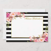 Elegant Waterverf Roze Floral Striped