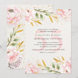 Elegant Waterverf Roze & Gold 55e verjaardag Kaart