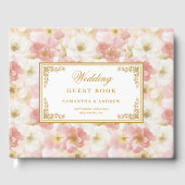 Elegant waterverf roze gouden trouwgastenboek gastenboek (Voorkant)