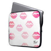 Elegant waterverf roze lippenpatroon laptop sleeve (Voorkant Links)