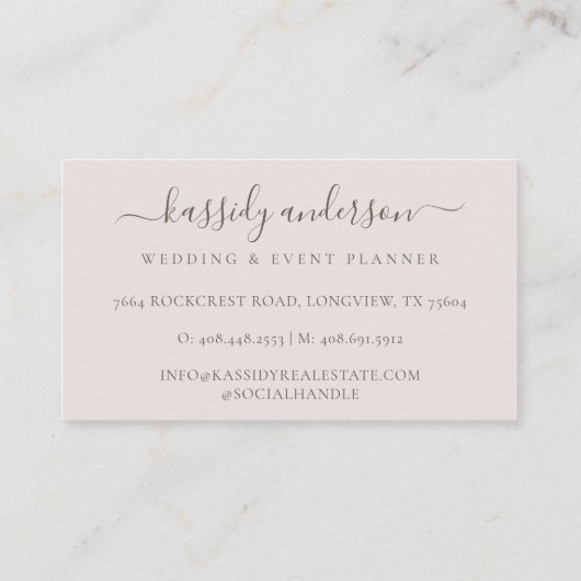 Elegant Waterverf Roze pinda's Floral Botanisch Visitekaartje (Achterkant)