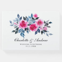 Elegant Waterverf roze rozen bruiloft Gastenboek