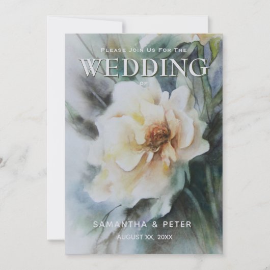 Elegant Waterverf Rozen, Sage Green & Cream Kaart (Voorkant)