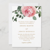 Elegant Waterverf Rozen Weddenschap Kaart (Voorkant)