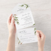 Elegant Waterverf Rustige Eucalyptus All In One Uitnodiging (Afscheurbaar)