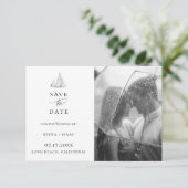 Elegant Waterverf Sailboat Photo Save the Date Aankondiging (Staand voorkant)