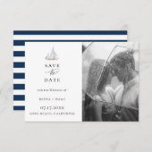 Elegant Waterverf Sailboat Photo Save the Date Aankondiging (Voorkant / Achterkant)