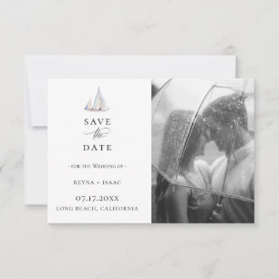 Elegant Waterverf Sailboat Photo Save the Date Aankondiging