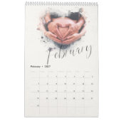 Elegant Waterverf Script Multi Photo Calendar Kalender (Feb 2027)