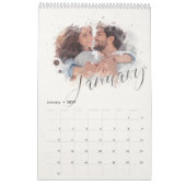 Elegant Waterverf Script Multi Photo Calendar Kalender (Jan 2027)