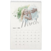 Elegant Waterverf Script Multi Photo Calendar Kalender (Mar 2026)
