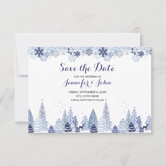 Elegant Waterverf Snowflakes Winter Weddenschap Save The Date (Voorkant)