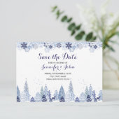 Elegant Waterverf Snowflakes Winter Weddenschap Save The Date (Staand voorkant)