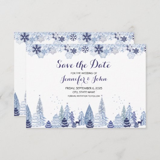Elegant Waterverf Snowflakes Winter Weddenschap Save The Date (Voorkant / Achterkant)
