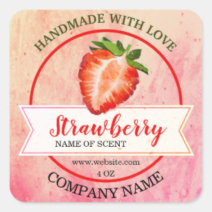 Elegant Waterverf Strawberry Jam Vierkante Sticker