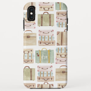 Elegant Waterverf Suitcase Monogram bagage iPhone XS Max Hoesje