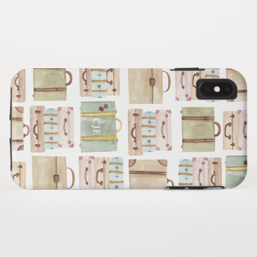 Elegant Waterverf Suitcase Monogram bagage Case-Mate iPhone Case (Achterkant (horizontaal))