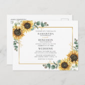 Elegant Waterverf Sunflower Eucalyptus Weddenschap Uitnodiging Briefkaart (Voorkant / Achterkant)