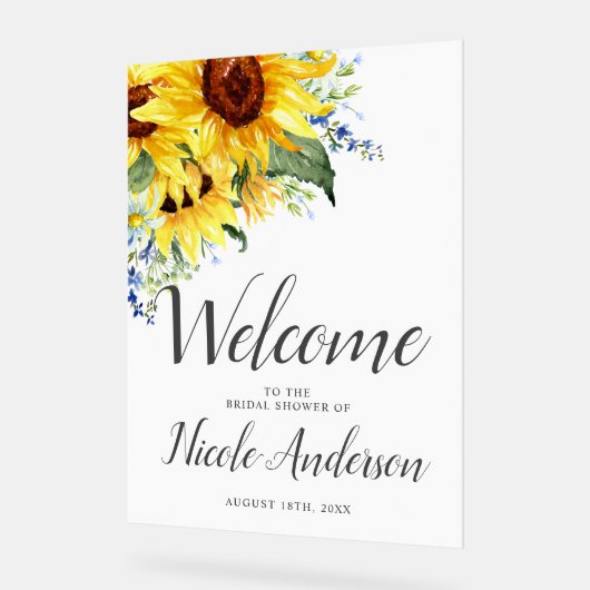 Elegant Waterverf Sunflower Vrijgezellenfeest Welk Acryl Bord (Hoek)